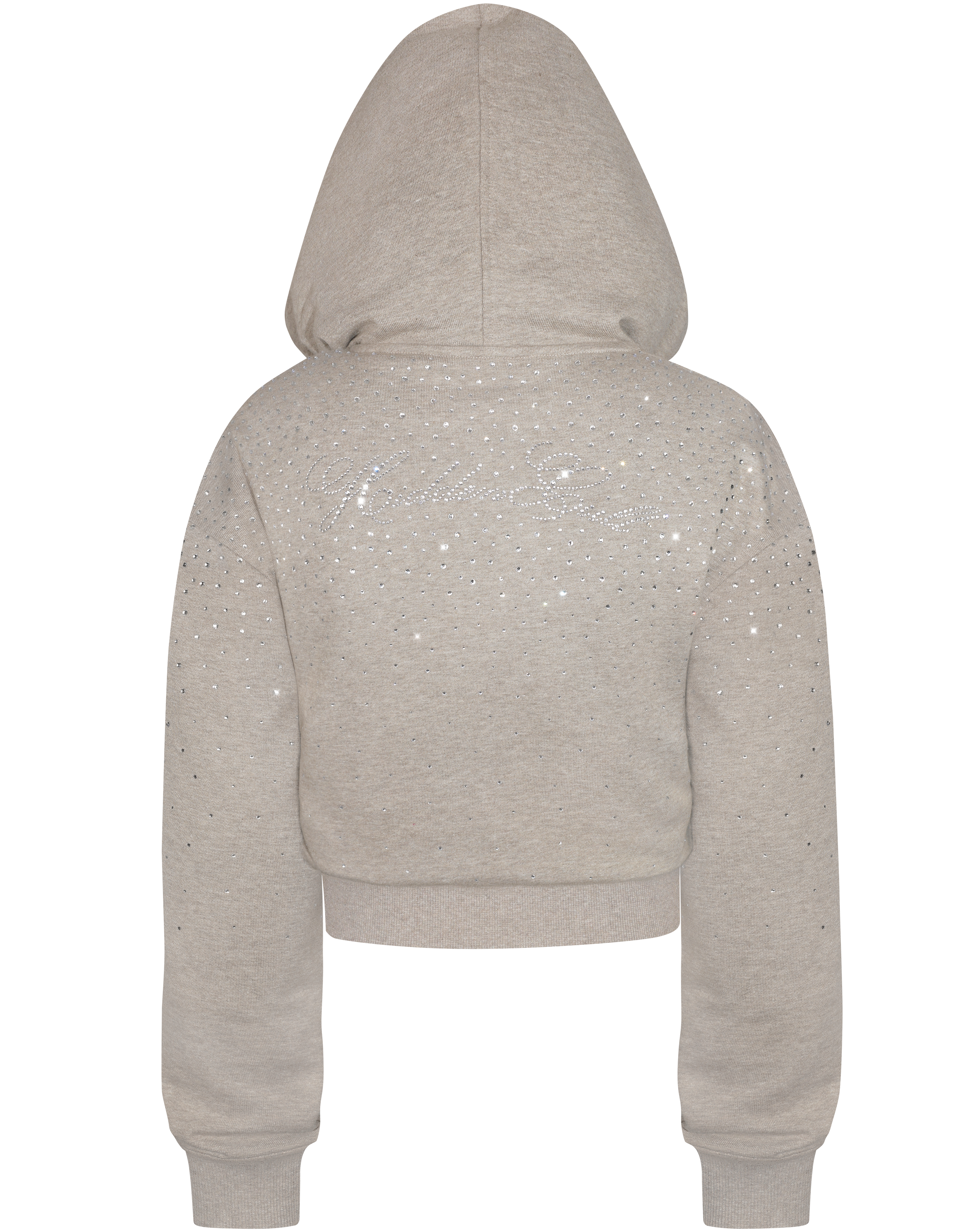 HIDDEN CULT Oat Rhinestone Zip Hoodie Crystal Glitter y2k Grey Gray Summer Set Womens TikTok