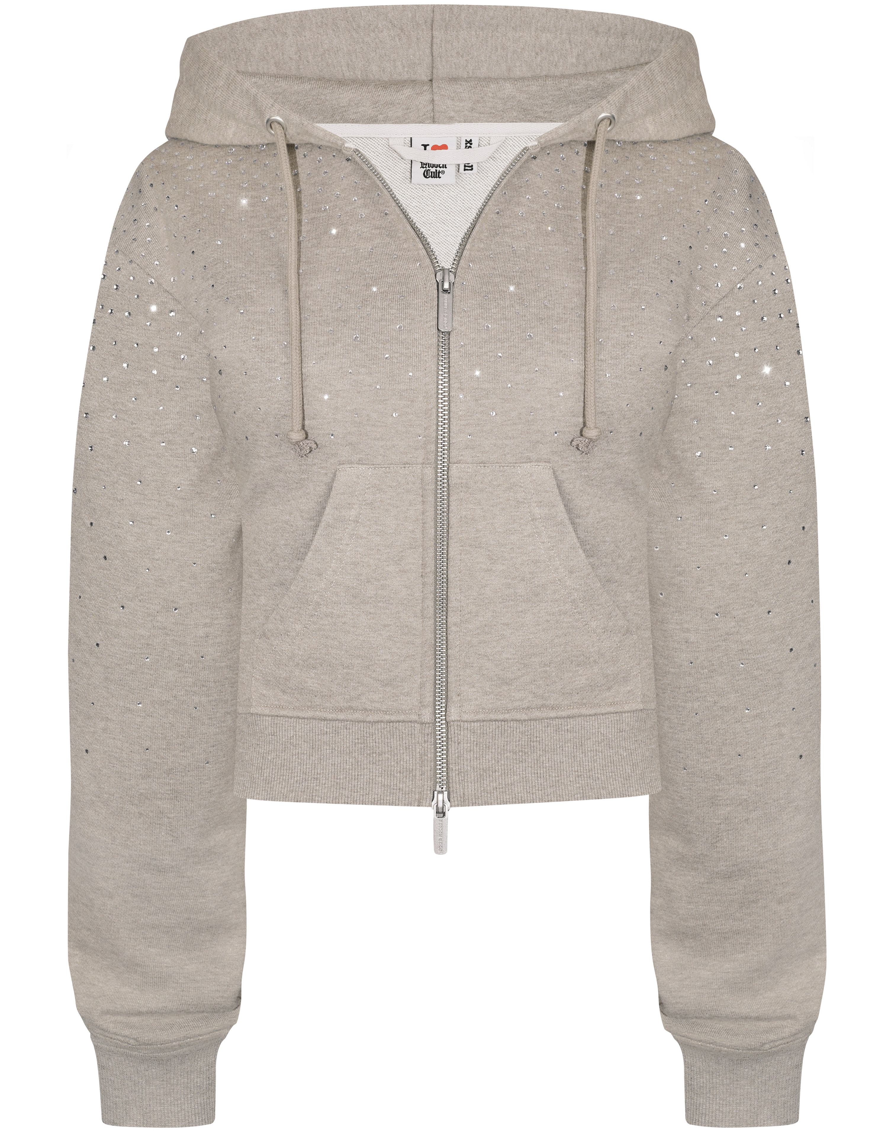 HIDDEN CULT Oat Rhinestone Zip Hoodie Zip Hoodie Crystal Glitter y2k Grey Gray Crystal Womens TikTok