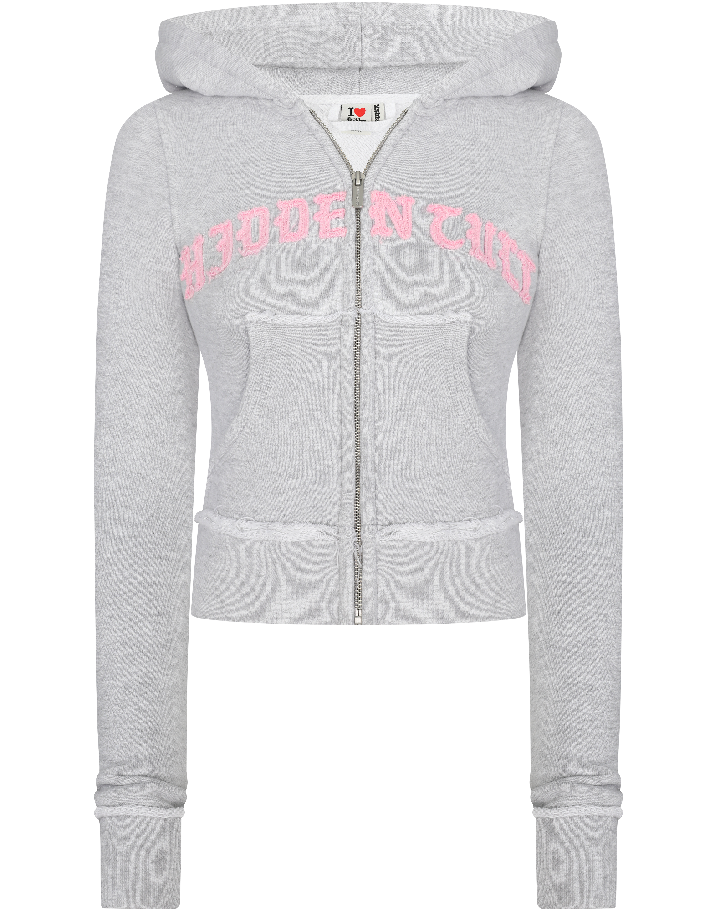 HIDDEN CULT Paleora Fitted Distressed Zip Hoodie Grey Fitted Sweatsuit Women's Streetwear TikTok