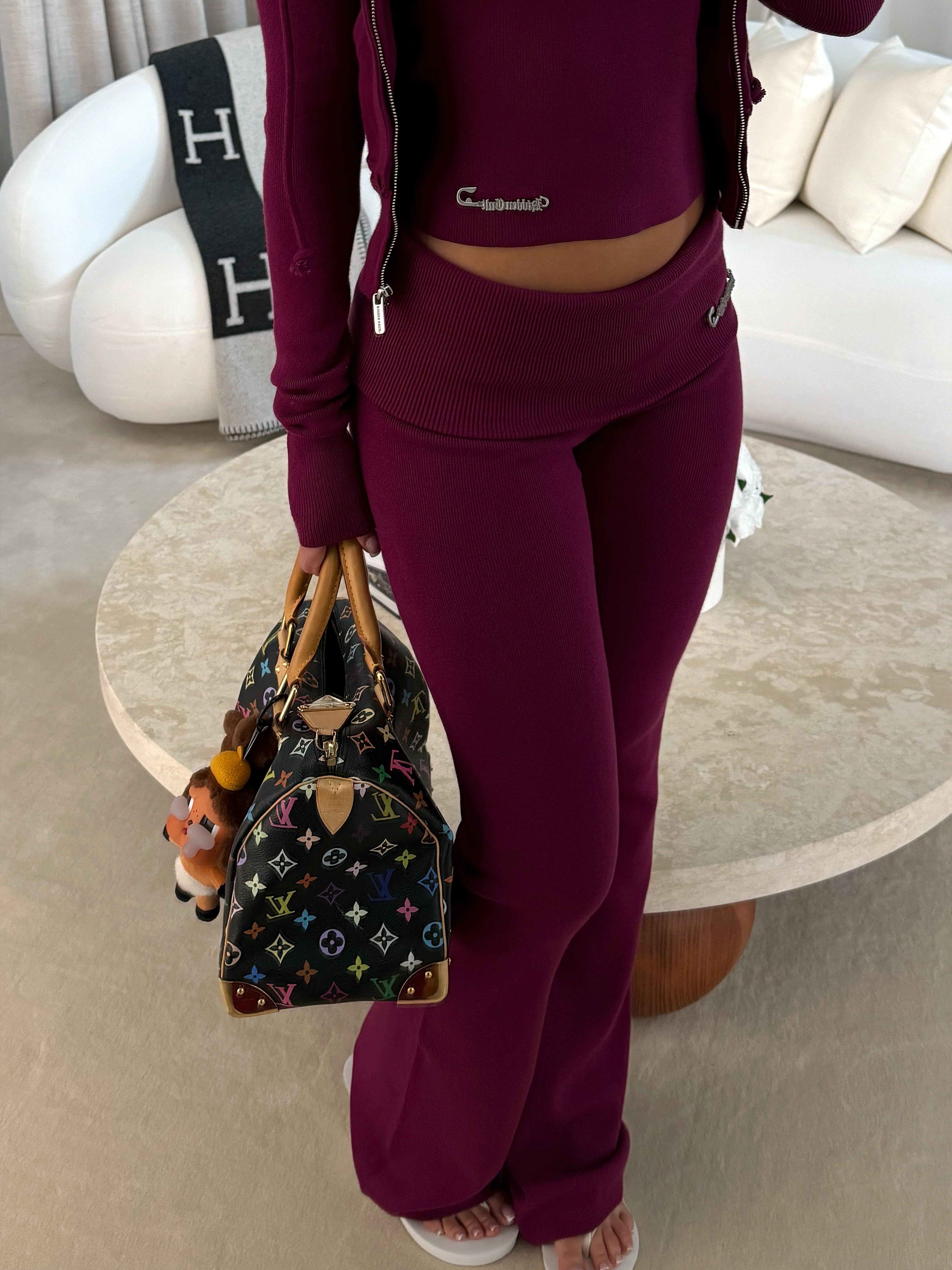DROP OCT 31ST - *U.S EXCLUSIVE* Plum Soft Knit Foldover Pants