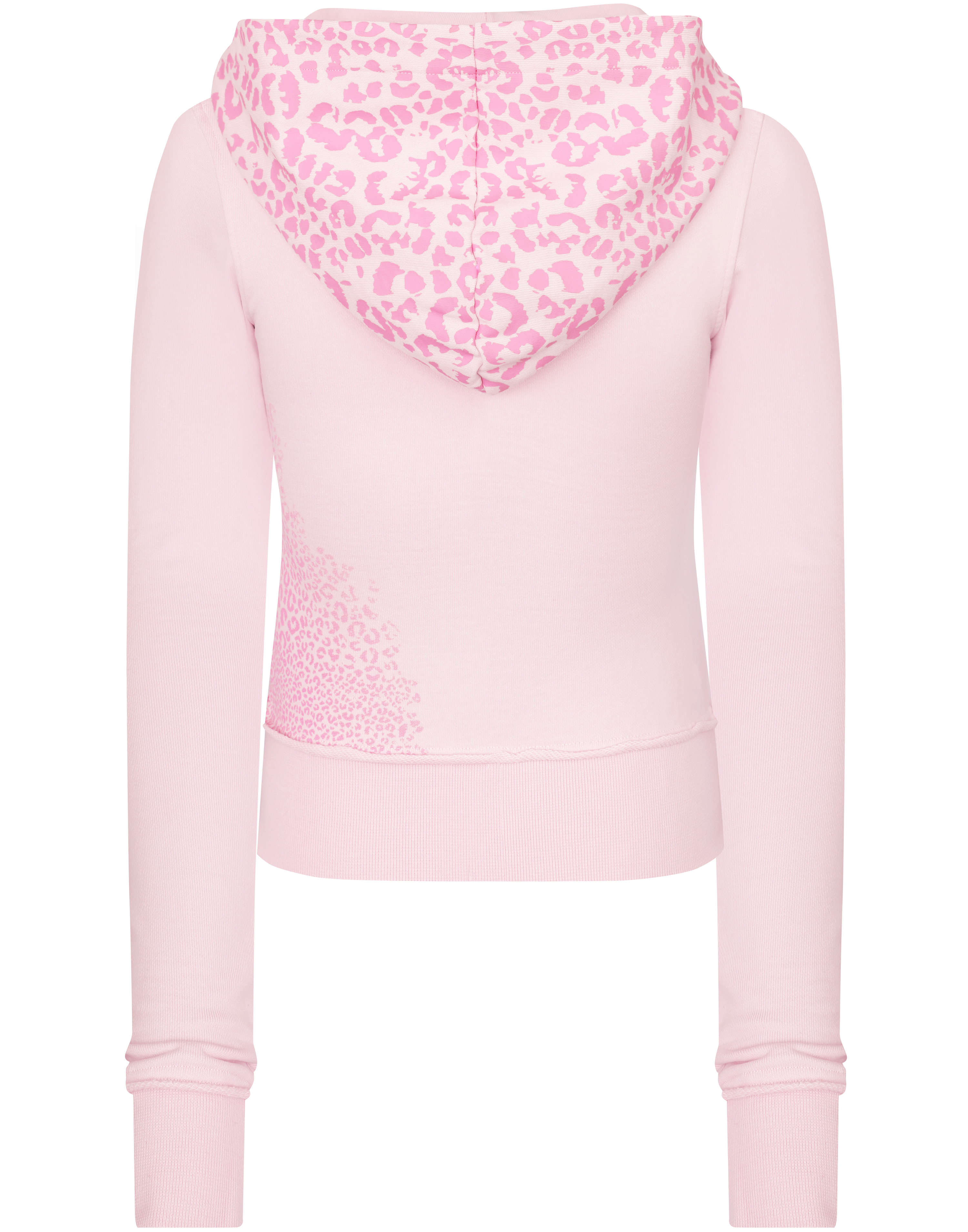 HIDDEN CULT Pink Cheetah Zip Hoodie Worn Distressed Womens Slim fit Form fitted Leopard TikTok