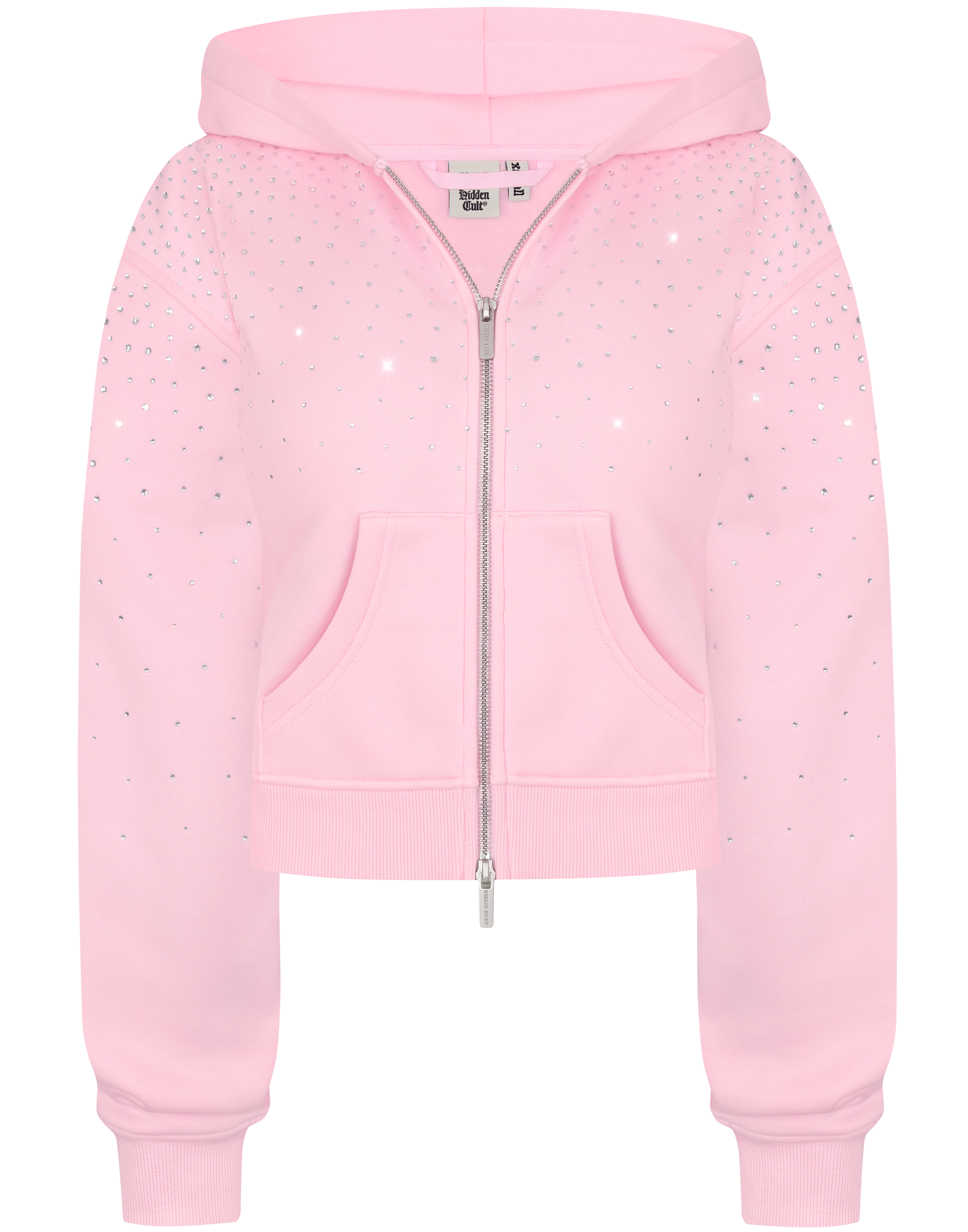 HIDDEN CULT Perfect Pink Rhinestone Zip Hoodie Zip Hoodie Crystal y2k Light Baby Pink Womens TikTok