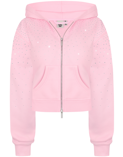 HIDDEN CULT Perfect Pink Rhinestone Zip Hoodie