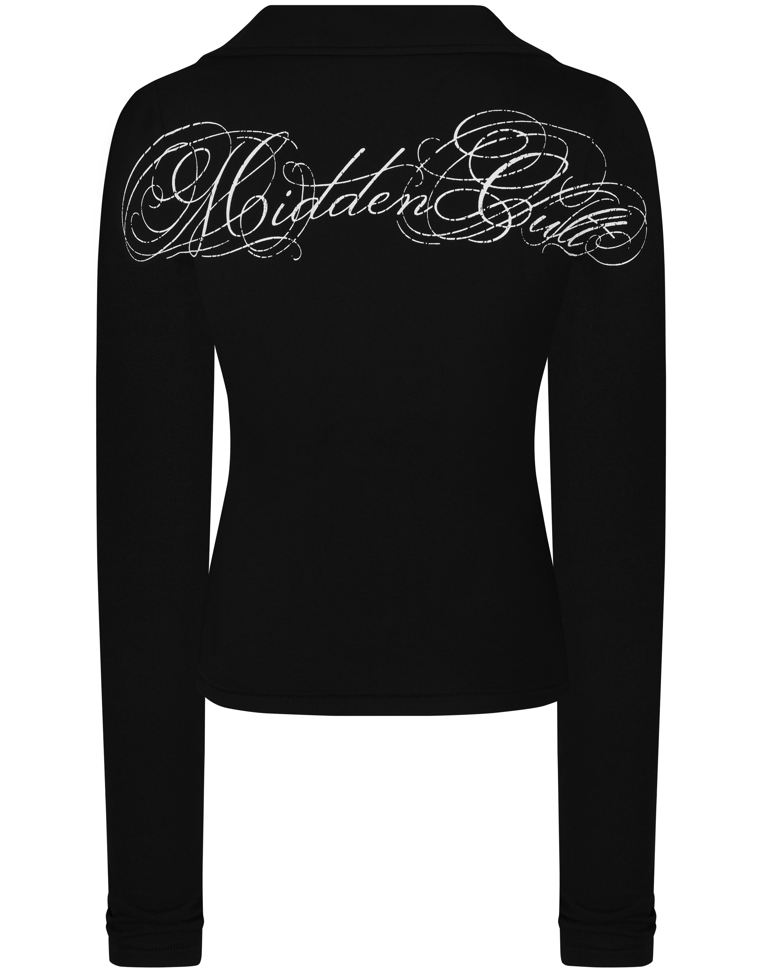 HIDDEN CULT Smooth Signature Polo Longsleeve Black Stretch Black Top Bodycon Workout Wear Set TikTok