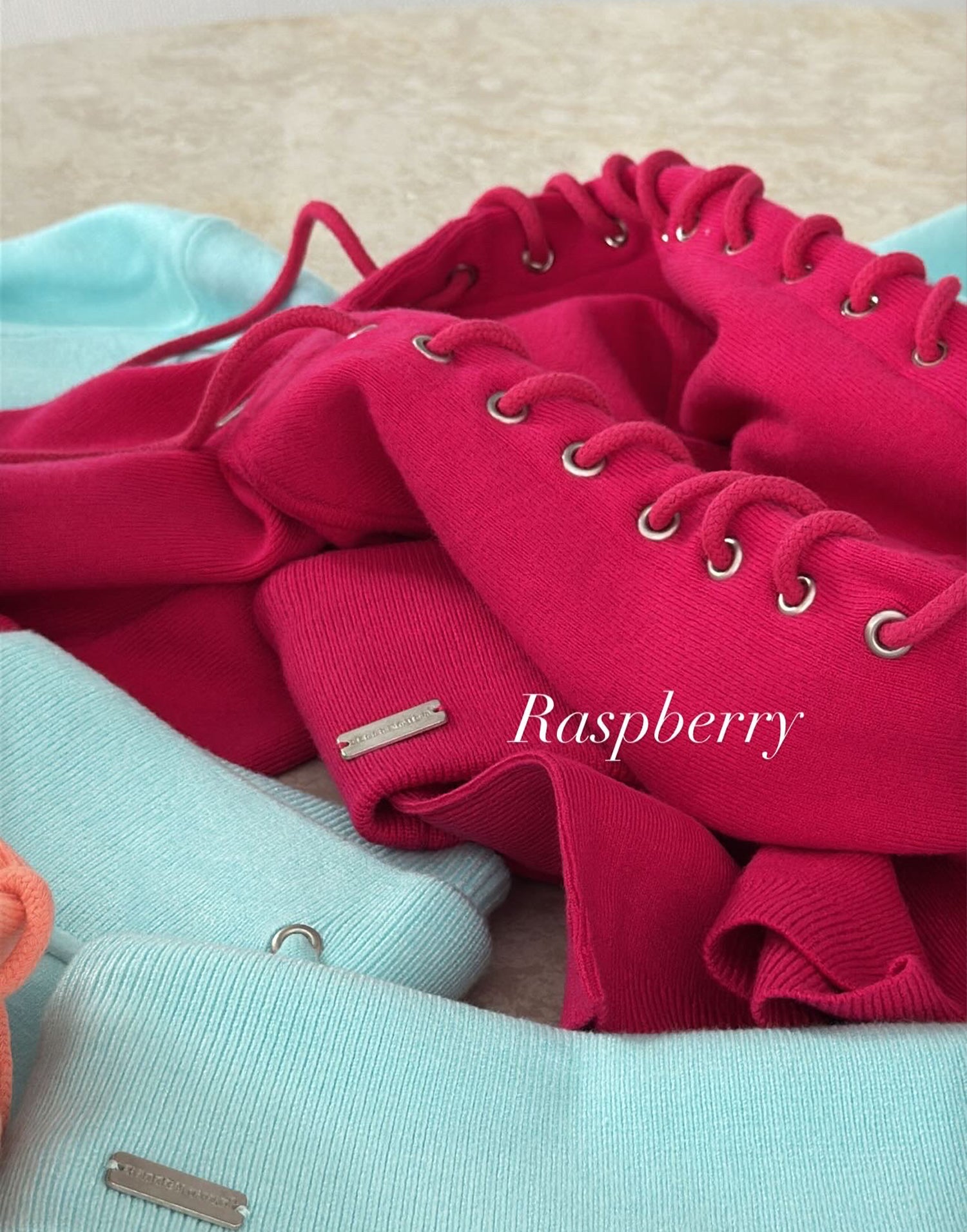 HIDDEN CULT Raspberry Soft Knit Shorts Set Dark Pink Low Rise Sweatsuit Women's Low-rise Fold Over