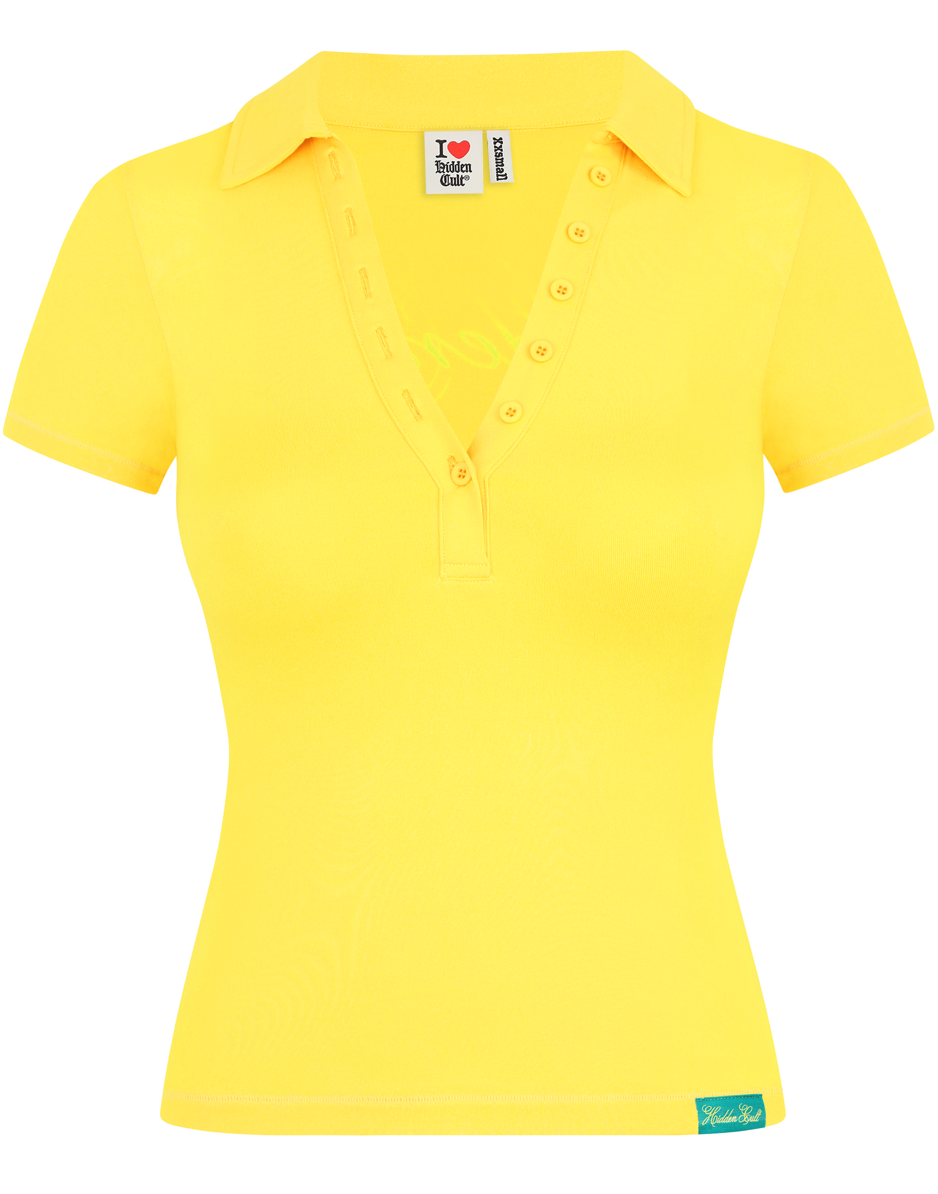 HIDDEN CULT Sunburst Polo Set Tee T-shirt Booty shorts Boyshorts Gym Beach TikTok Yellow Summer