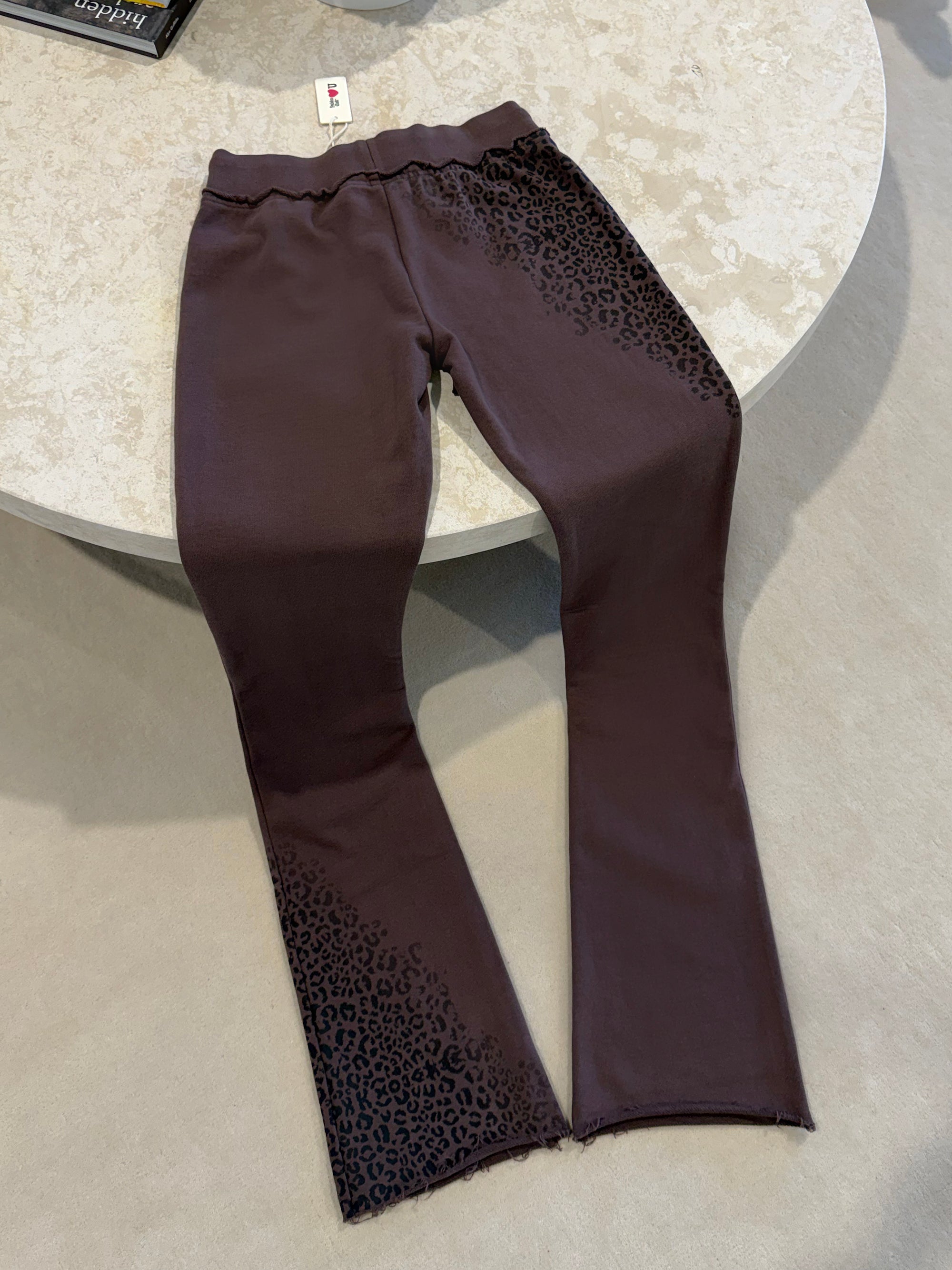 HIDDEN CULT Fine Cotton Cheetah Dark Brown Pants y2k Bootcut distressed Tall Friendly Fashion TikTok