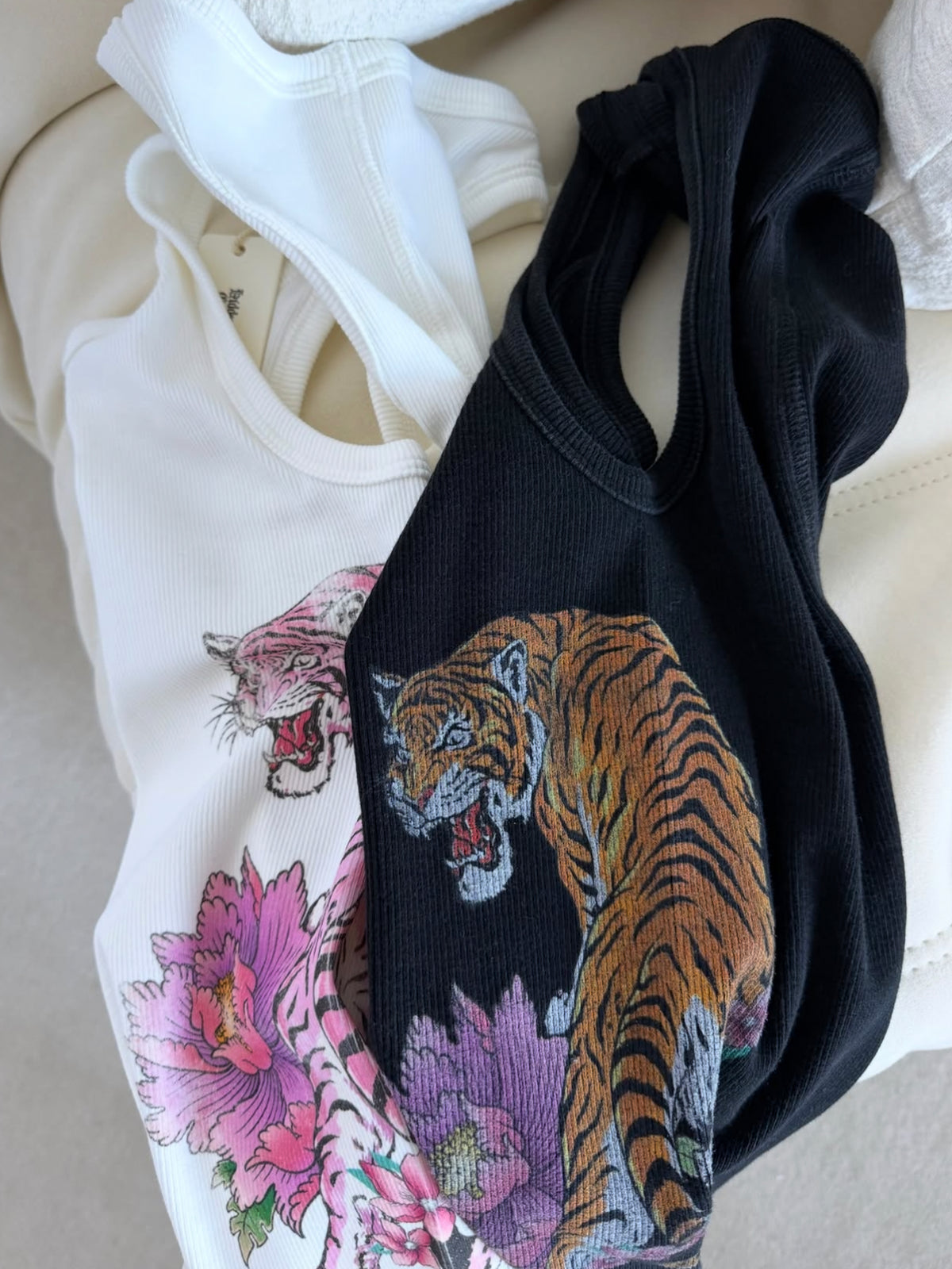 Washed Black Tiger Tank Top