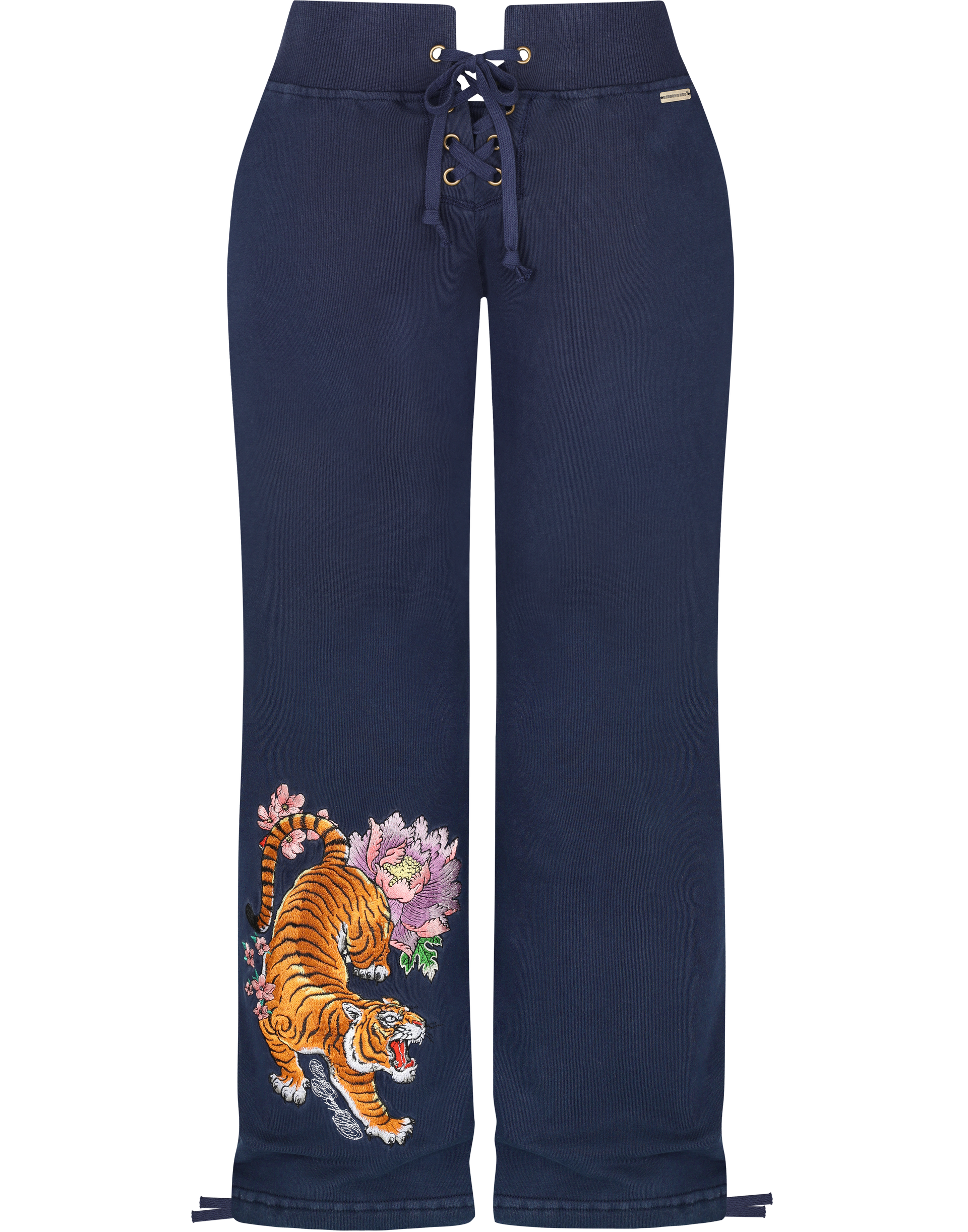 HIDDEN CULT® Navy Tiger Embroidered Lace Front Pants