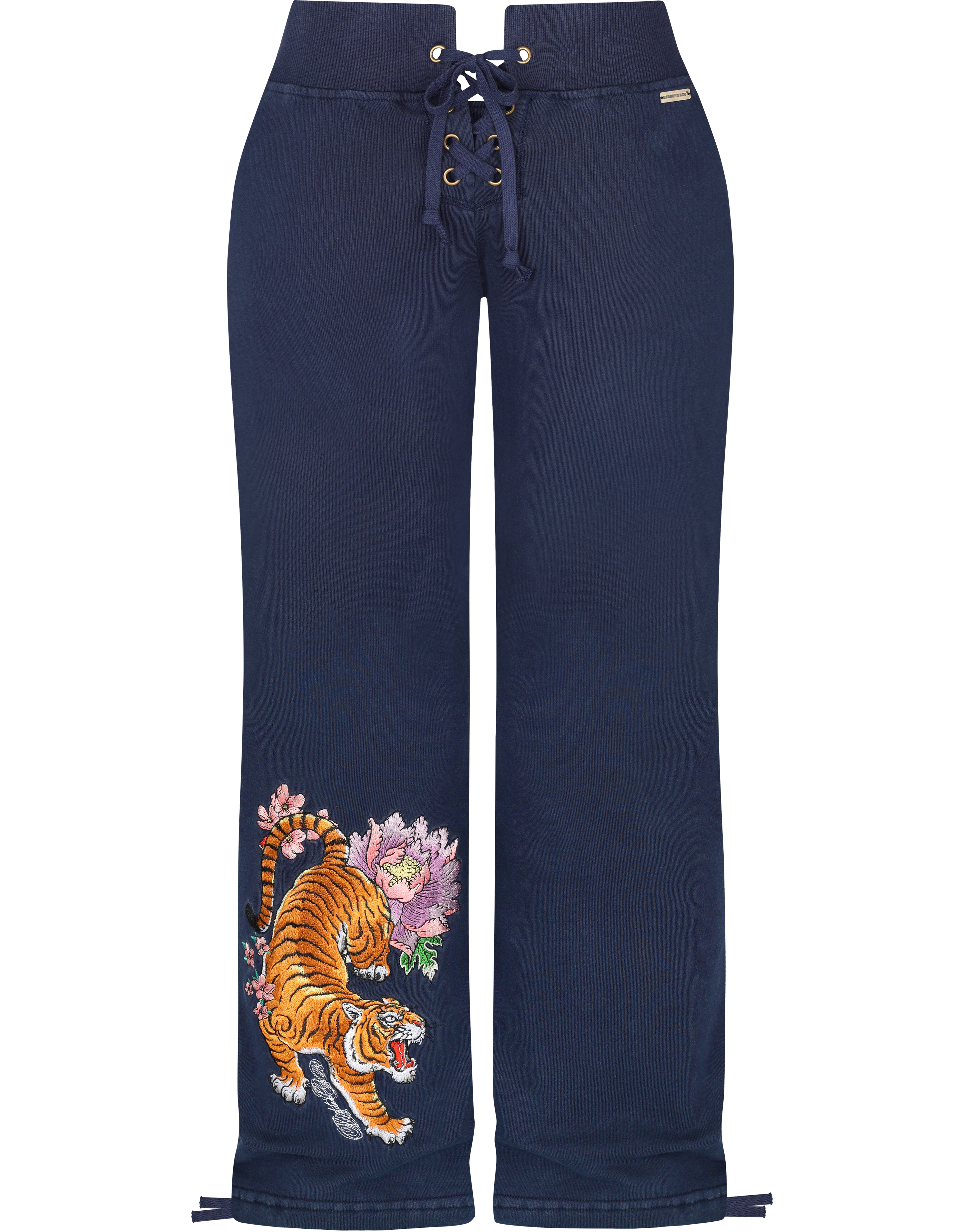 HIDDEN CULT Navy Tiger Embroidered Zip Hoodie Womens Slim fit Form fitted Hoodie Sweater TikTok Blue