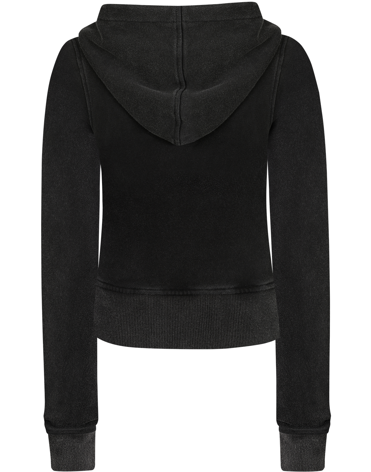 HIDDEN CULT® Washed Black Tiger Embroidered Zip Hoodie Womens Slim fit Form fitted Hoodie TikTok