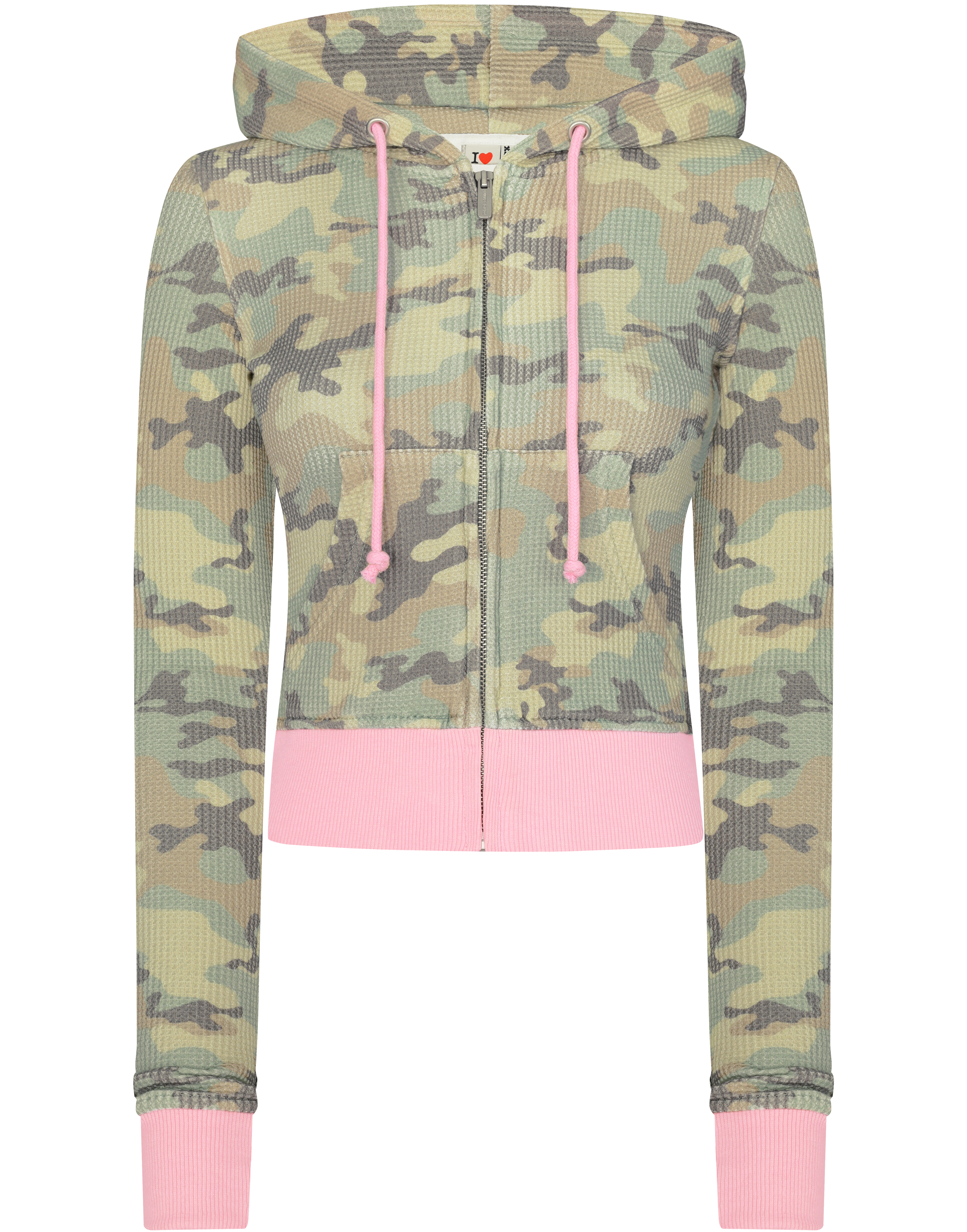 HIDDEN CULT Waffle Camo Zip Hoodie Camouflage Green Womens Slim fit fitted Hoodie Sweater TikTok